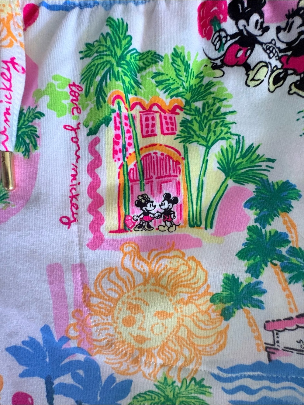 Lilly Pulitzer White Cotton terry Disney Print Lounge Shorts Multicolor size S - Picture 3 of 6